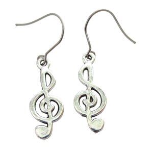 New Treble Clef Musical Note Drop Earrings on Stainless Wires Music Jewelry Gift
